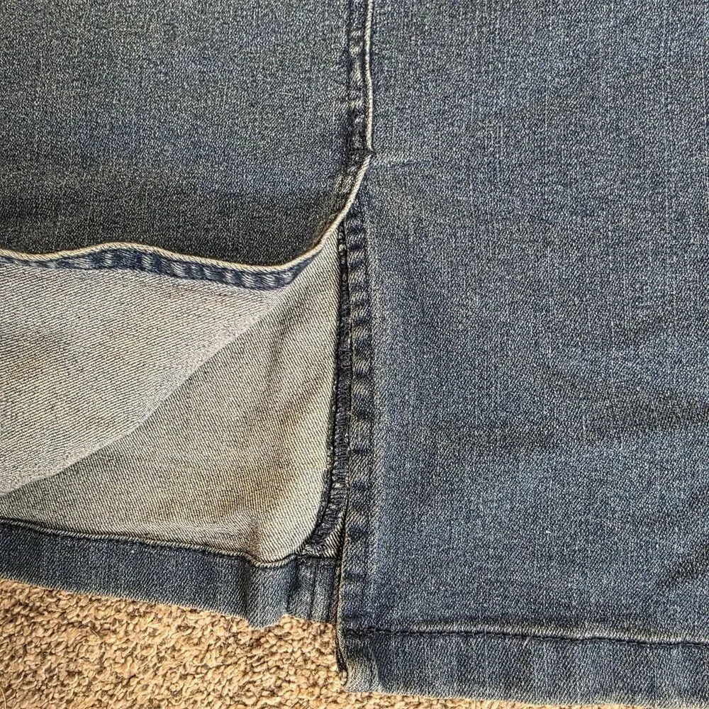 Lexi Jeans Denim Skirt Size 14 Straight Pencil Midi Blue Slit Classic Travel - Picture 5 of 8
